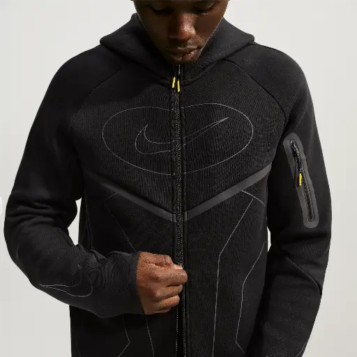 Nike Tech Fleece Windrunner herenhoodie met rits - Zwart