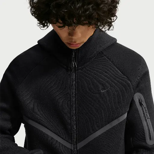 Nike Tech fleece Windrunner herenjack met rits over de hele lengte en accenten met reflecterend design - Zwart