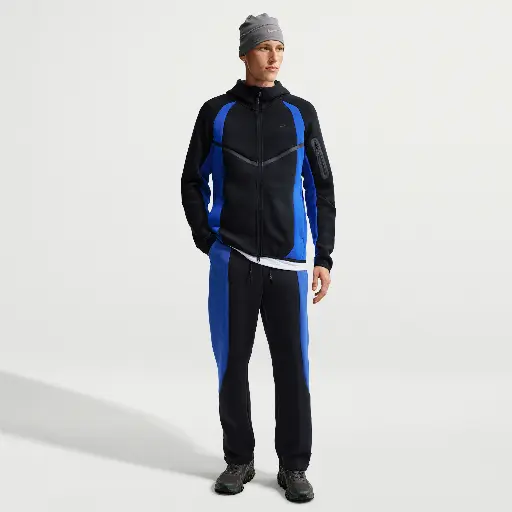 Nike Tech fleecebroek met kleurblokken en open zoom voor heren - Zwart
