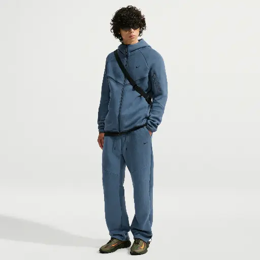 Nike Tech fleecebroek met open zoom en accenten voor heren - Blauw