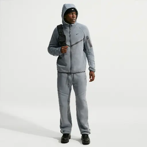 Nike Tech fleecebroek met open zoom en accenten voor heren - Grijs