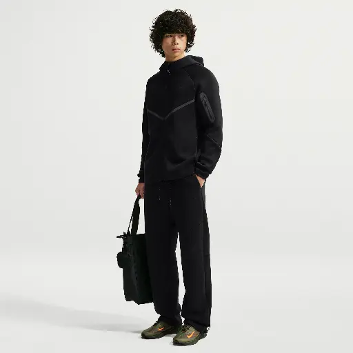 Nike Tech fleecebroek met open zoom en accenten voor heren - Zwart