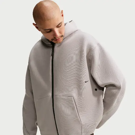 Nike Tech fleecehoodie met rits voor heren - Grijs