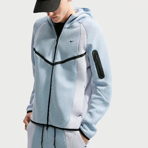 Nike Tech Windrunner fleecejack met kleurblokken en rits over de hele lengte voor heren - Blauw