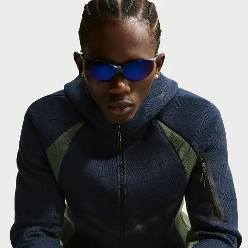 Nike Tech Windrunner fleecejack met kleurblokken en rits over de hele lengte voor heren - Blauw