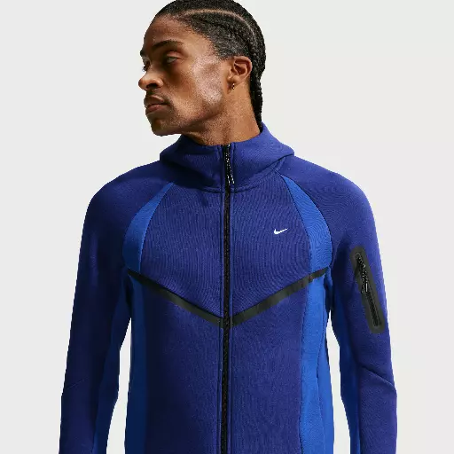 Nike Tech Windrunner fleecejack met kleurblokken en rits over de hele lengte voor heren - Blauw