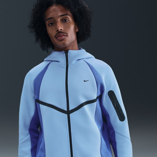 Nike Tech Windrunner fleecejack met kleurblokken en rits over de hele lengte voor heren - Blauw