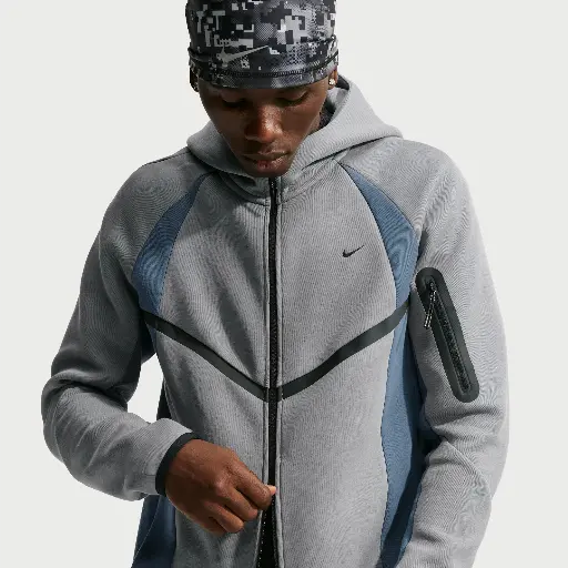Nike Tech Windrunner fleecejack met kleurblokken en rits over de hele lengte voor heren - Grijs