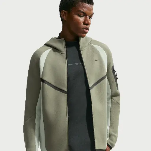 Nike Tech Windrunner fleecejack met kleurblokken en rits over de hele lengte voor heren - Grijs