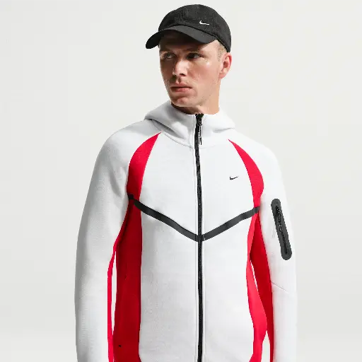 Nike Tech Windrunner fleecejack met kleurblokken en rits over de hele lengte voor heren - Wit