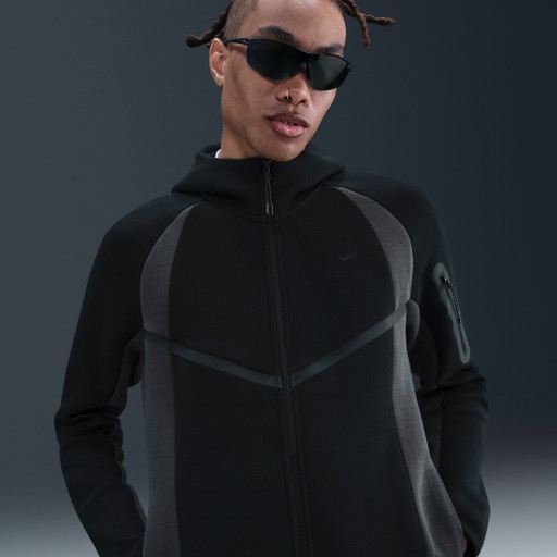 Nike Tech Windrunner fleecejack met kleurblokken en rits over de hele lengte voor heren - Zwart