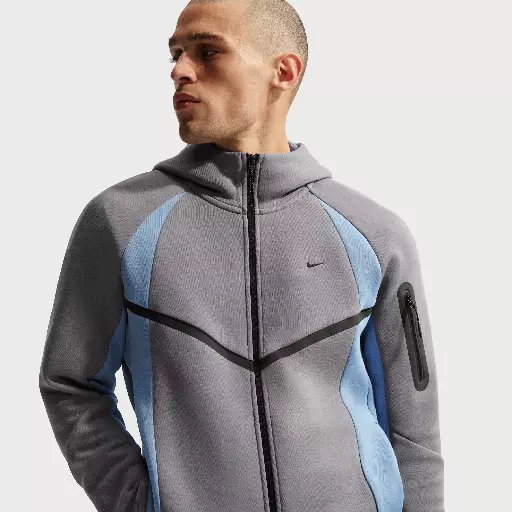 Nike Tech Windrunner fleecejack met kleurblokken en rits over de hele lengte voor heren - Zwart