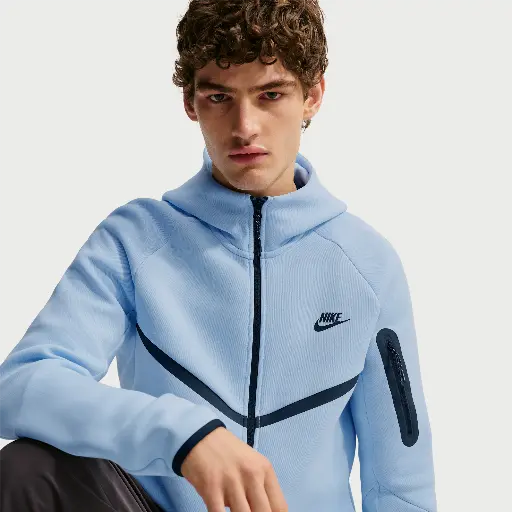 Nike Tech Windrunner herenjack van fleece met rits over de hele lengte - Blauw