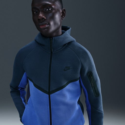 Nike Tech Windrunner herenjack van fleece met rits over de hele lengte - Blauw