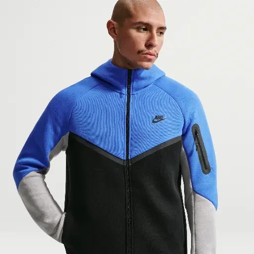 Nike Tech Windrunner herenjack van fleece met rits over de hele lengte - Blauw