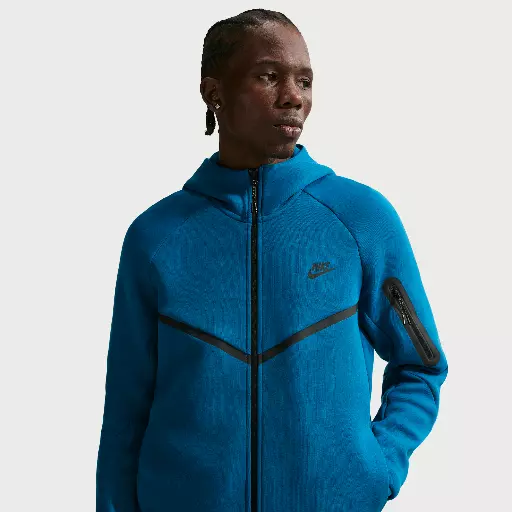 Nike Tech Windrunner herenjack van fleece met rits over de hele lengte - Blauw