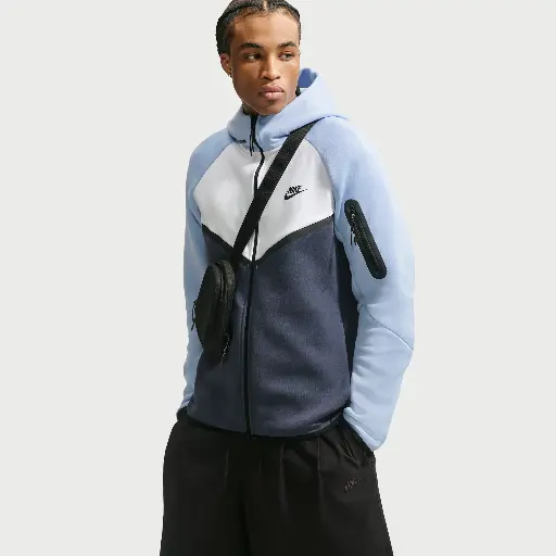 Nike Tech Windrunner herenjack van fleece met rits over de hele lengte - Blauw
