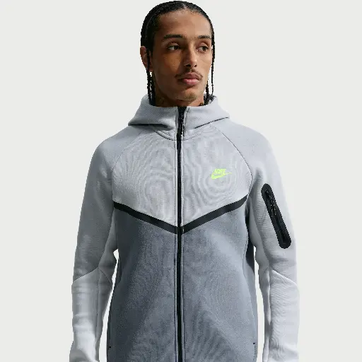 Nike Tech Windrunner herenjack van fleece met rits over de hele lengte - Grijs