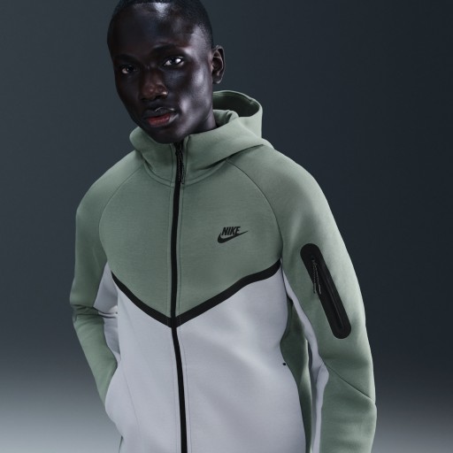 Nike Tech Windrunner herenjack van fleece met rits over de hele lengte - Grijs