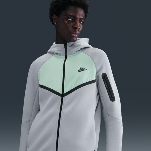 Nike Tech Windrunner herenjack van fleece met rits over de hele lengte - Grijs