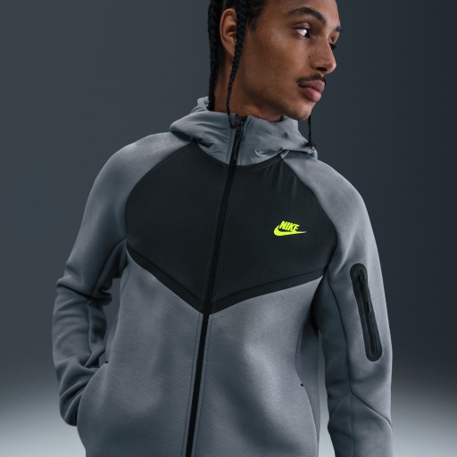 Nike Tech Windrunner herenjack van fleece met rits over de hele lengte - Grijs
