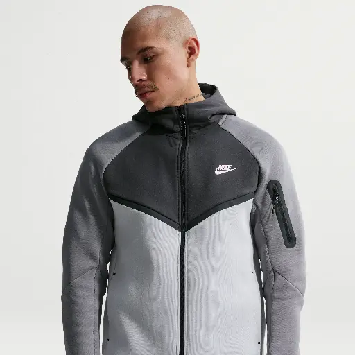 Nike Tech Windrunner herenjack van fleece met rits over de hele lengte - Grijs