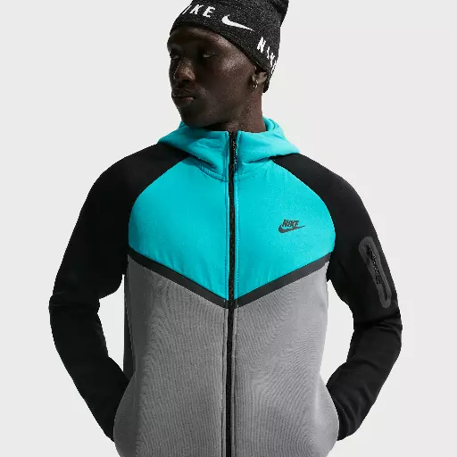 Nike Tech Windrunner herenjack van fleece met rits over de hele lengte - Grijs