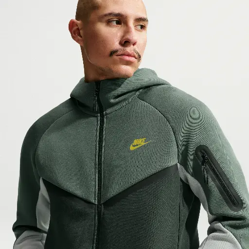 Nike Tech Windrunner herenjack van fleece met rits over de hele lengte - Groen