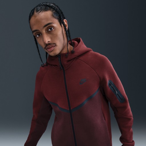 Nike Tech Windrunner herenjack van fleece met rits over de hele lengte - Rood