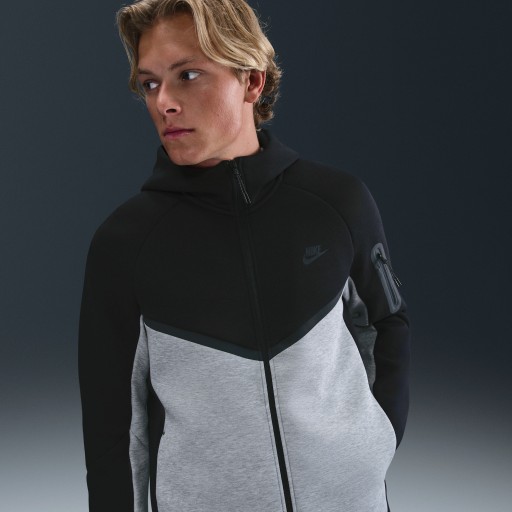 Nike Tech Windrunner herenjack van fleece met rits over de hele lengte - Zwart