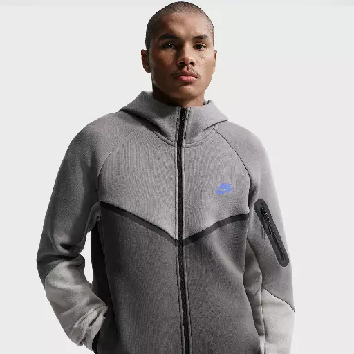 Nike Tech Windrunner herenjack van fleece met rits over de hele lengte - Zwart