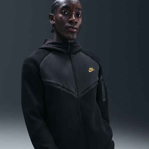 Nike Tech Windrunner herenjack van fleece met rits over de hele lengte - Zwart