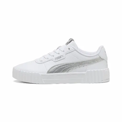 PUMA Carina 3.0 Metallic Glam sneakers voor Dames, Wit/Zilver