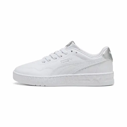 PUMA Court Lally Metallic Glam sneakers voor Dames, Wit/Zilver