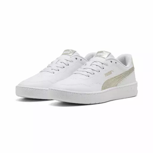 PUMA Court Lally Metallic Whisper sneakers voor Dames, Wit/Goud