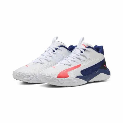 PUMA Dagger 2 middelhoge uniseks basketbalschoenen, Blauw/Roze/Wit