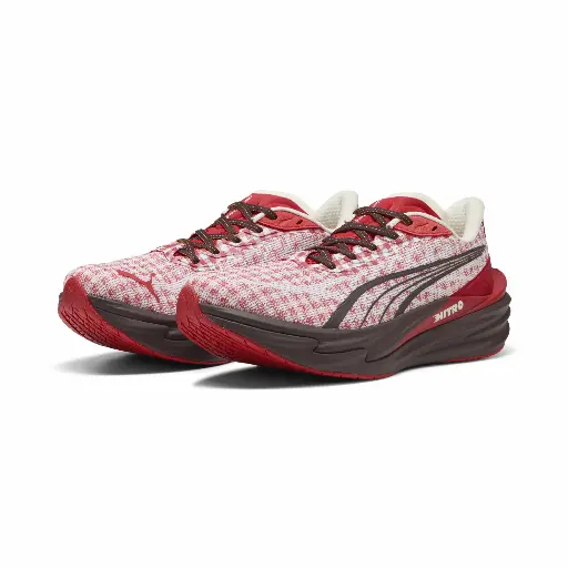PUMA Deviate NITRO™ 4 Check hardloopschoenen voor Heren, Rood/Wit
