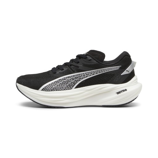 PUMA Deviate NITROâ¢ 3 hardloopschoenen voor Dames, Zwart/Wit/Zilver