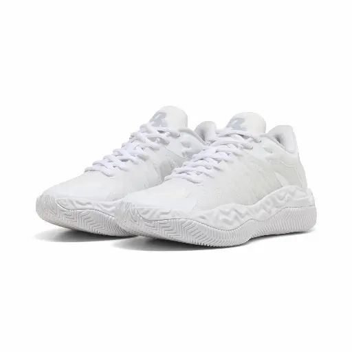 PUMA Hali 1 lage basketbalschoenen, Wit/Zilver