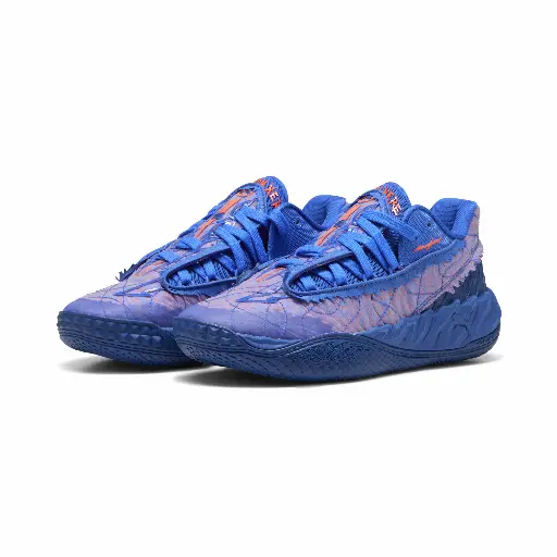 PUMA MB.05 Lo basketbalschoenen, Blauw/Rood