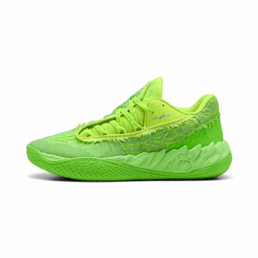 PUMA MB.05 Lo Flourish basketbalschoenen uniseks, Groen/Geel