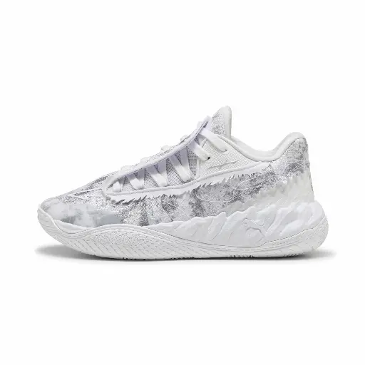 PUMA MB.05 Lo Team basketbalschoenen, Grijs/Wit