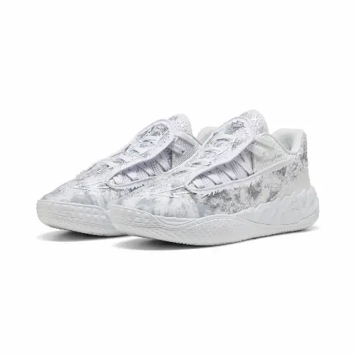 PUMA MB.05 Lo Team uniseks basketbalschoenen, Grijs/Wit