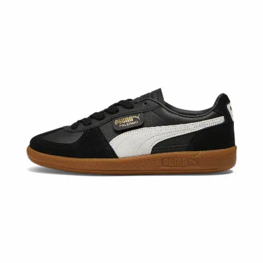 PUMA Palermo leren sneakers voor Dames, Zwart/Grijs