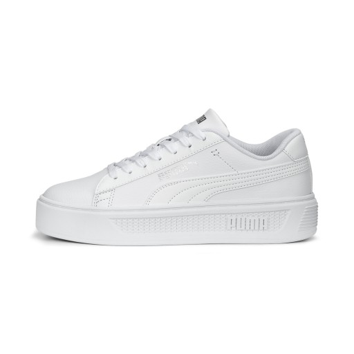 PUMA Smash Platform v3 sneakers voor Dames, Wit/Zilver